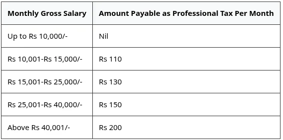 Professional tax and monthly slab breakdown in Pakistan